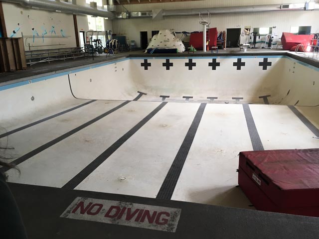 Empty pool inside Siuslaw Regional Aquatic Center
