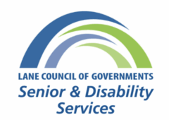 Lane Council of Governments Senior & Disability Services logo, blue and green arches
