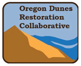 Oregon Dunes Restoration Collaborative logo with sand dune and ocean