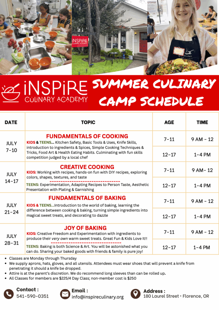 Flier with camp schedule and descriptions