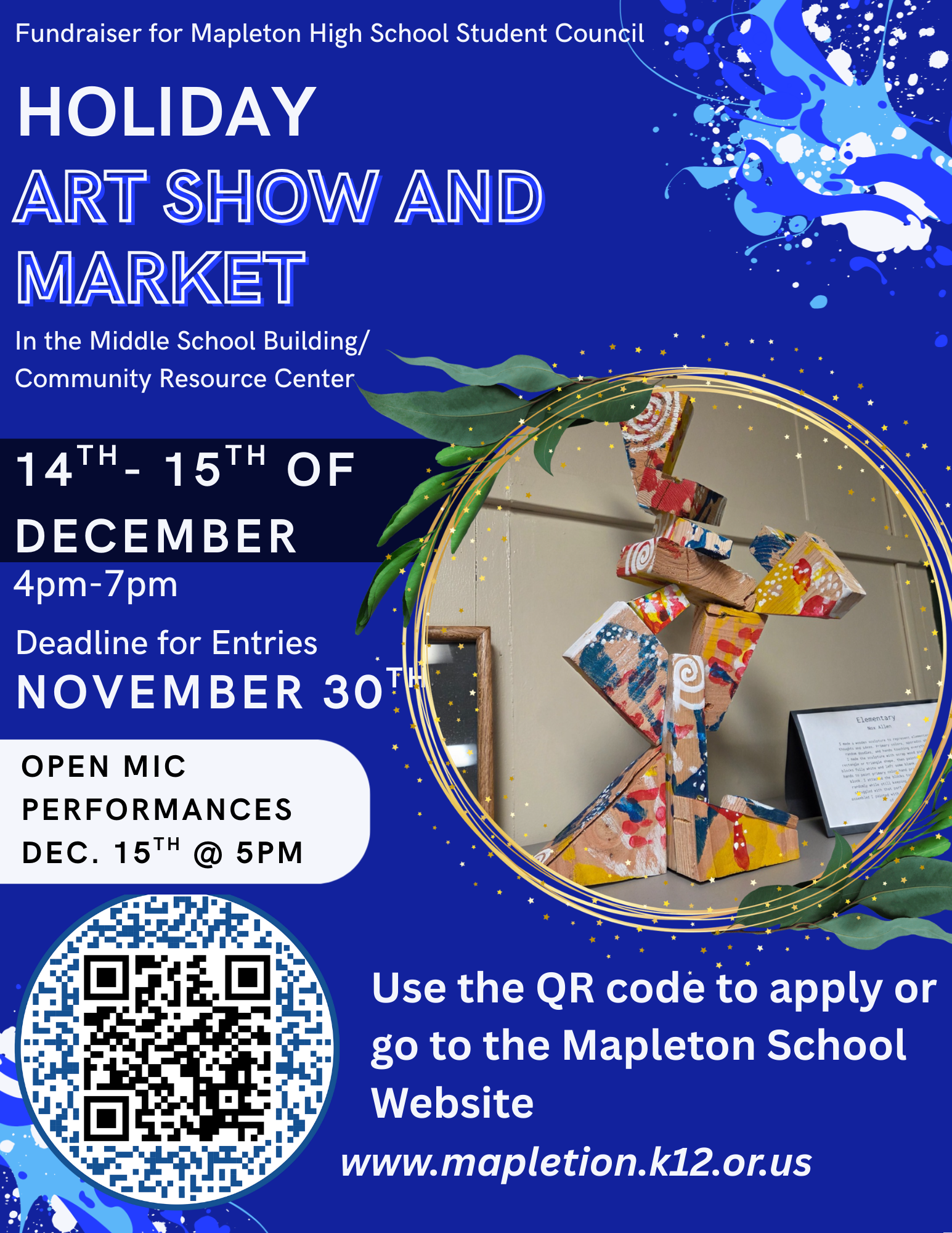 Mapleton Student Council Announces Annual Holiday Art Show & Market