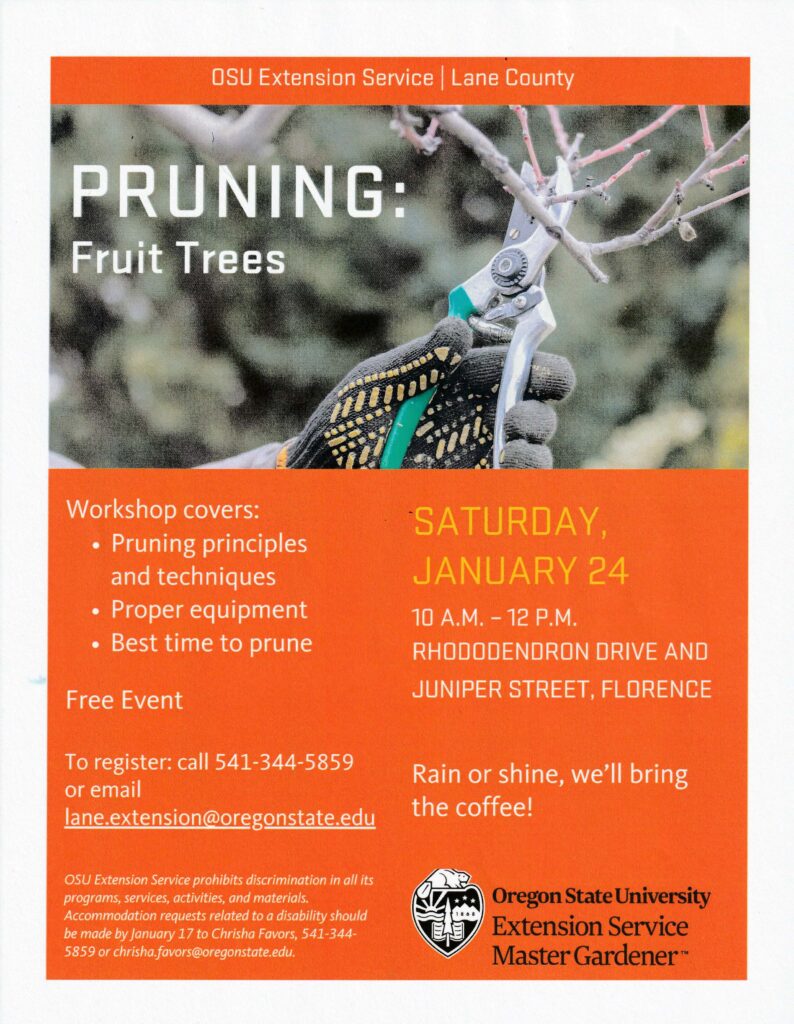 Flier for master gardening pruning workshop