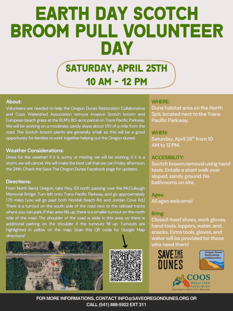 Flier on scotch broom removal event April 25