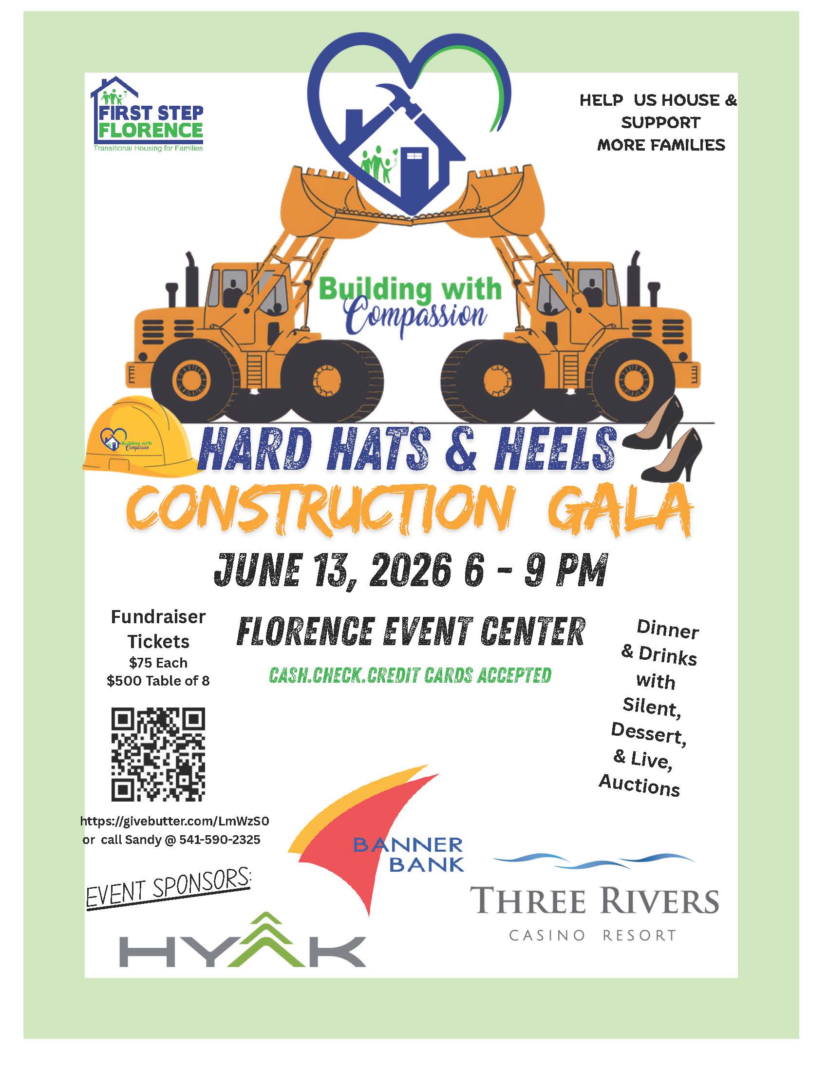 First Step Florence “Hard Hats & Heels” Gala- June13th at Florence Event Center