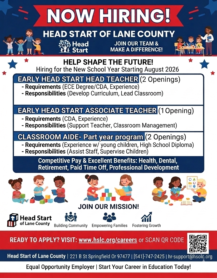 Head Start of Lane County-Now Hiring in Florence