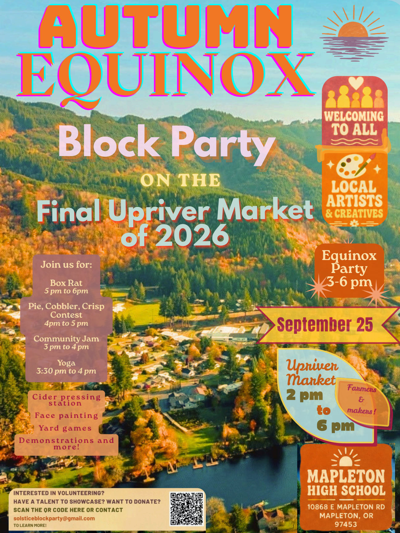 Mapleton Community School Celebrates Final Upriver Farmers Market with AUTUMN Equinox Block Party