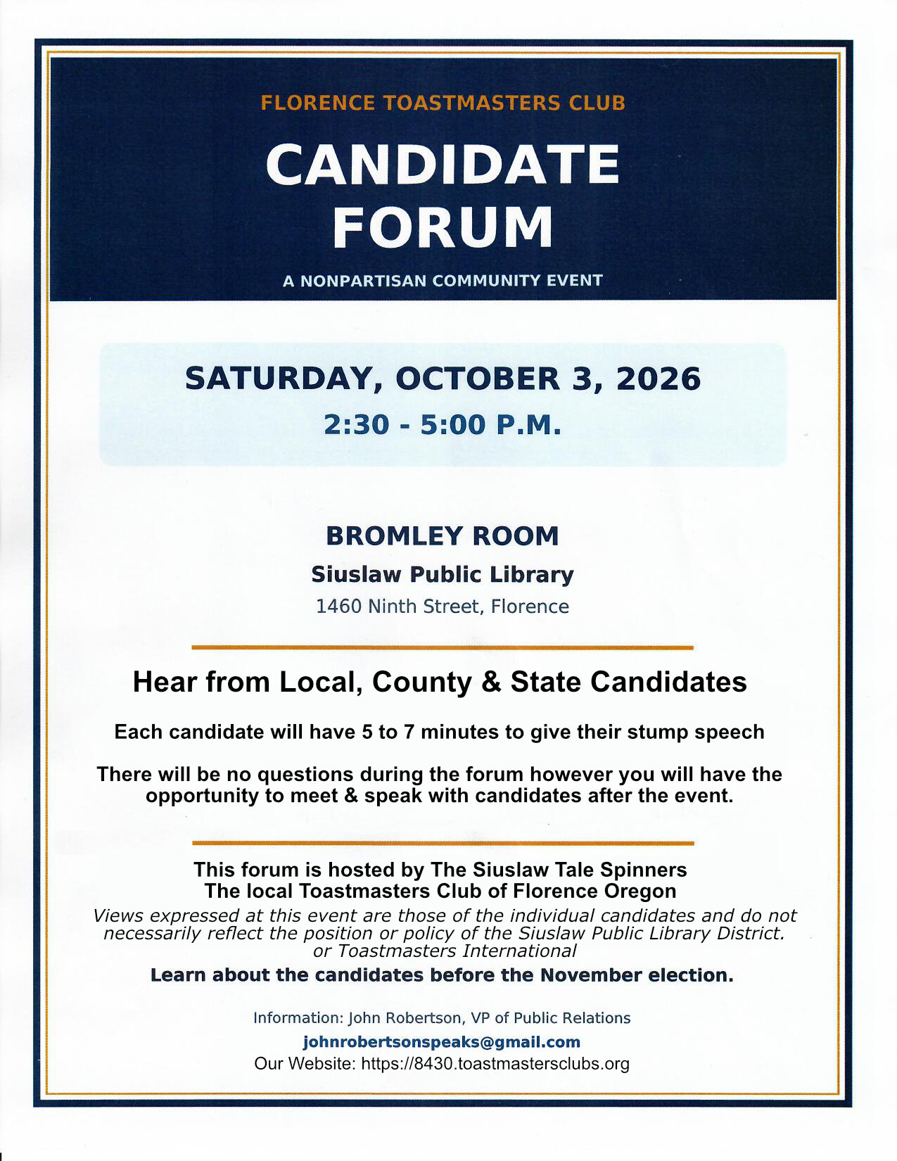 Siuslaw Candidate Forum
